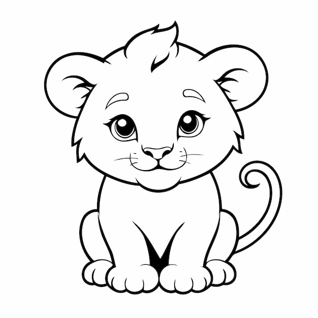 Vector illustration of a cute Lion drawing for toddlers colouring page