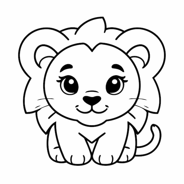 Disegno vettoriale di un leone carino per bambini piccoli da colorare