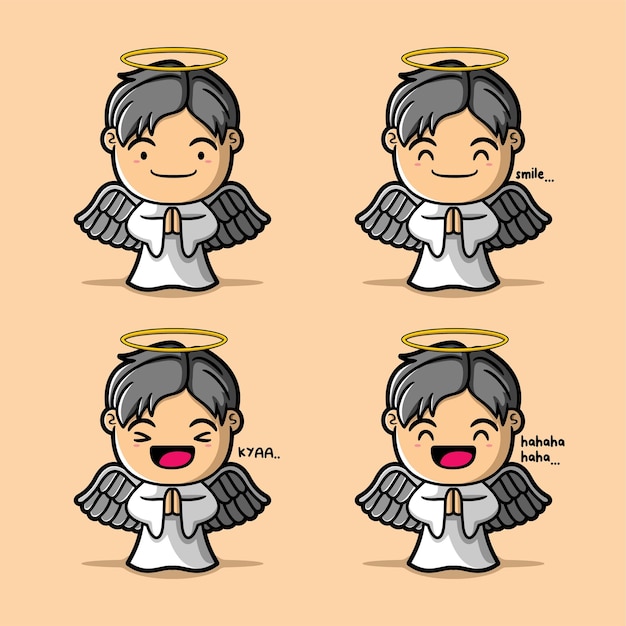 vector illustration of cute little angel emoji