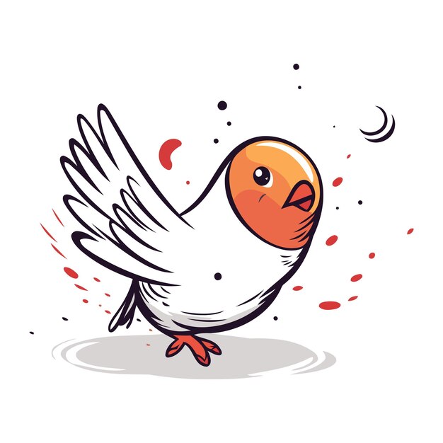 Vector vector illustration of a cute little bird isolated on a white background