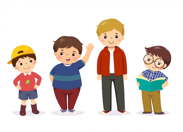 Vector illustration of cute little boys in different character.