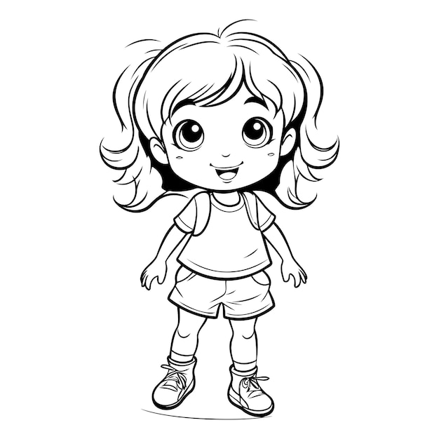 Illustrazione vettoriale di un personaggio di cartone animato di una bambina carina su sfondo bianco