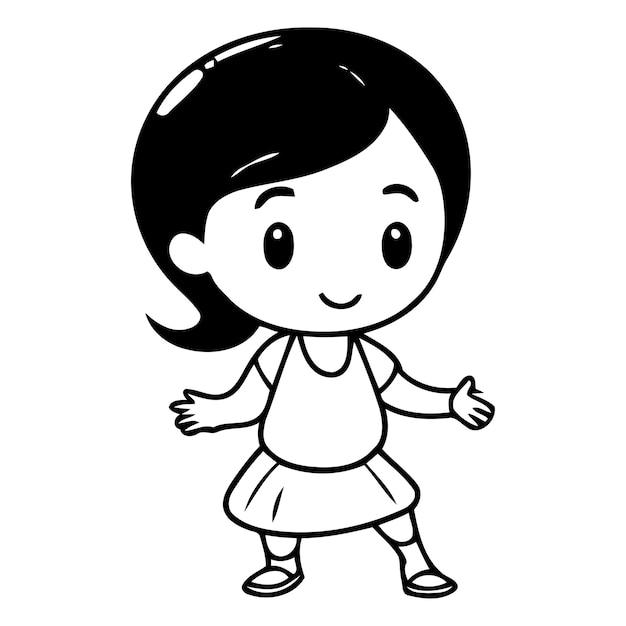 Vector Illustration of a Cute Little Girl Holding a Fire Ball