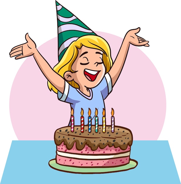 vector illustration of cute little kids celebrating birthday