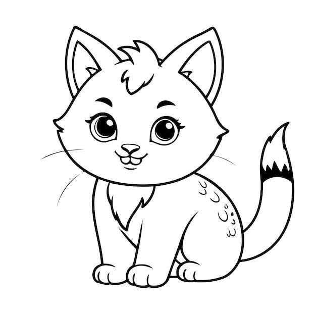 Vector illustration of a cute Lynx drawing colouring activity