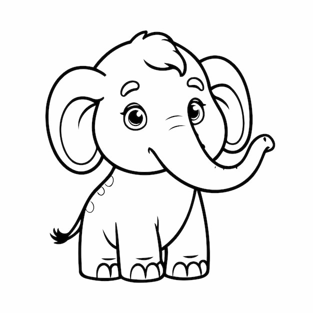 Vector illustration of a cute Mammoth doodle for kids coloring worksheet