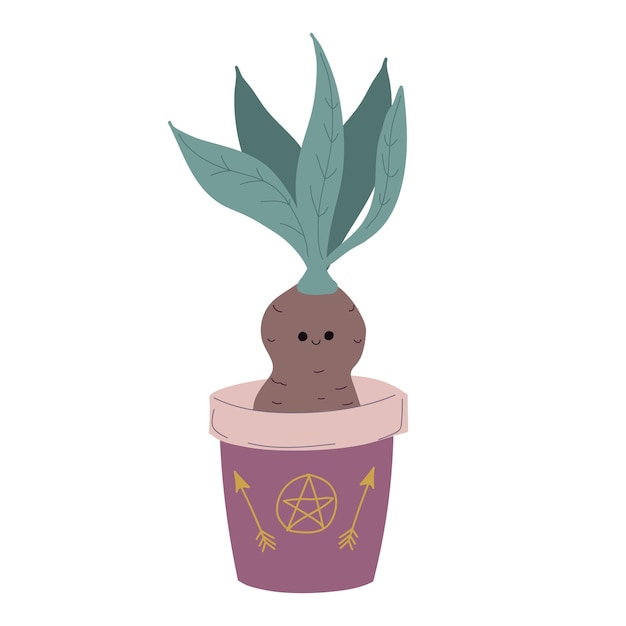 Premium Vector  Illustration of cute cartoon blue mandrake root in flower  pot