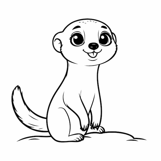 Vector illustration of a cute Meerkat doodle for children worksheet