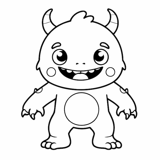 Vector illustration of a cute Monster doodle drawing for kids page