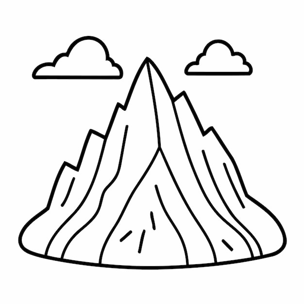 Vector vector illustration of a cute mountain drawing for colouring page