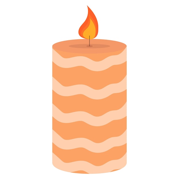 Vector illustration of a cute orange striped candle Decor for home and comfort