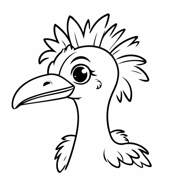 Vector vector illustration of a cute ostrich drawing for toddlers book