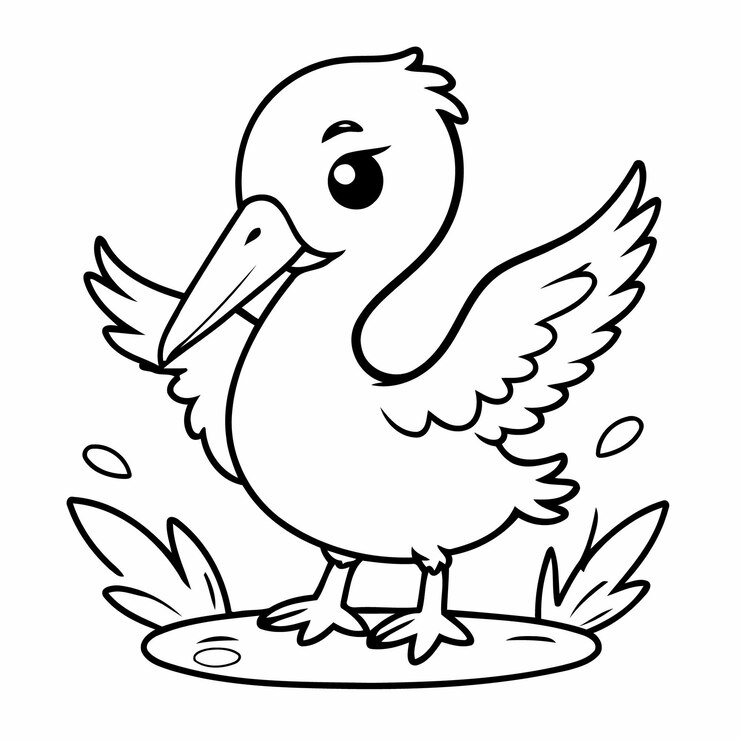 Vector vector illustration of a cute pelican doodle for children worksheet
