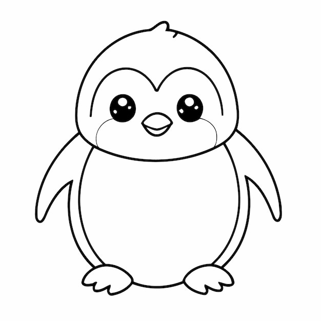 Vector vector illustration of a cute penguin doodle for toddlers coloring activity