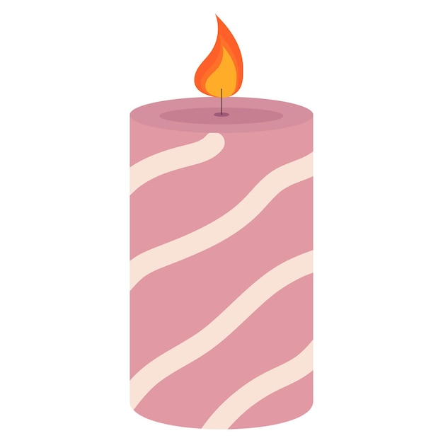 Vector illustration of a cute pink candle Decor for home and comfort