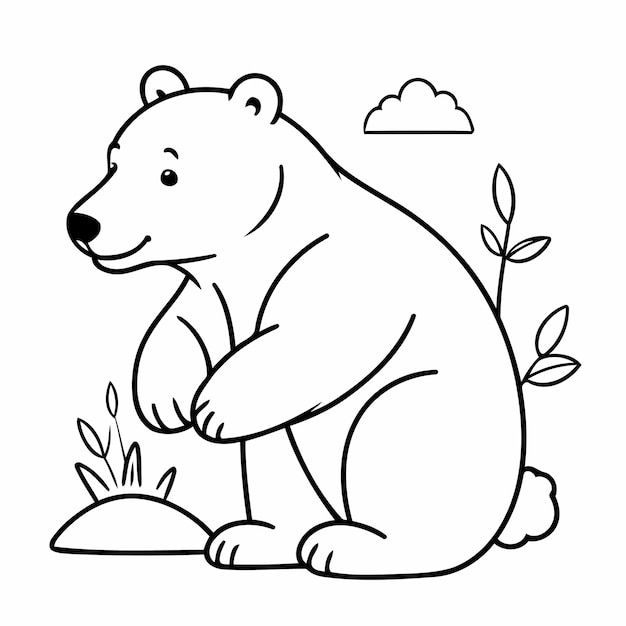 Vettore illustrazione vettoriale di una bella pagina da colorare di orso polare per bambini