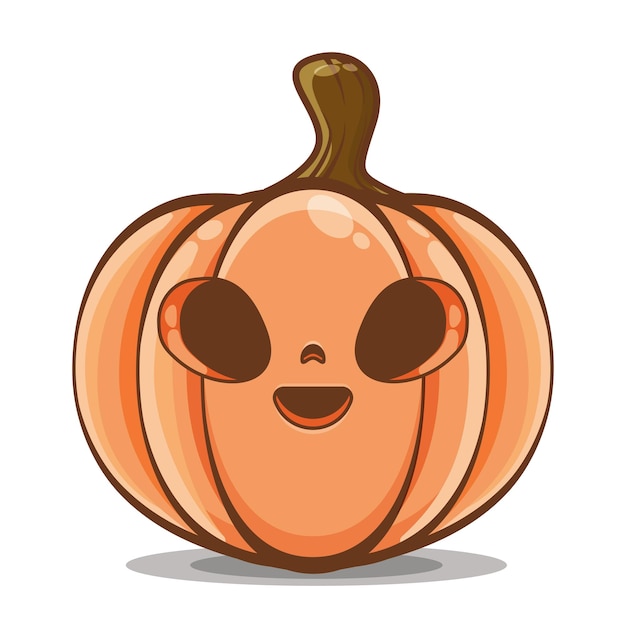 Illustrazione vettoriale di un simpatico volto mascotte zucca felice con un grande sorriso