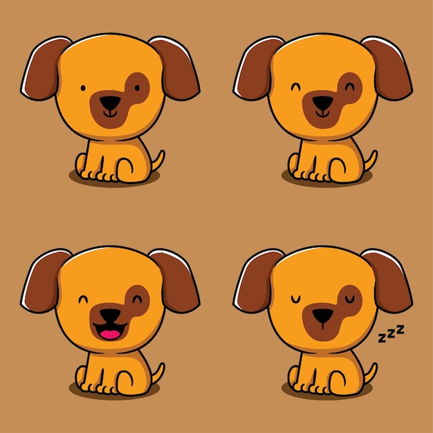 vector illustration of cute puppy emoji