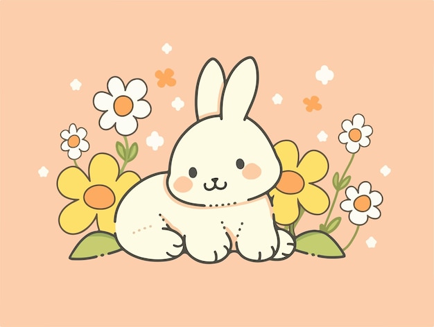 A vector illustration of cute rabbit