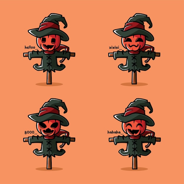 Vector illustration of cute scarecrow emoji