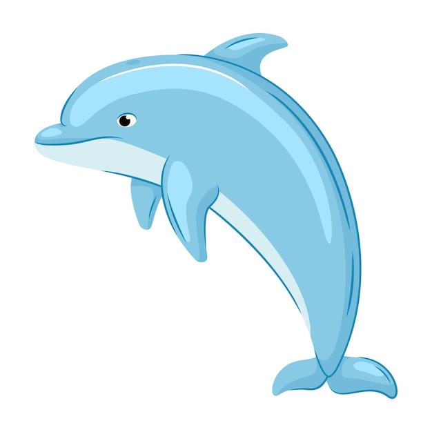 Vector illustration of a cute sea dolphin for a design element Marine animals and fish