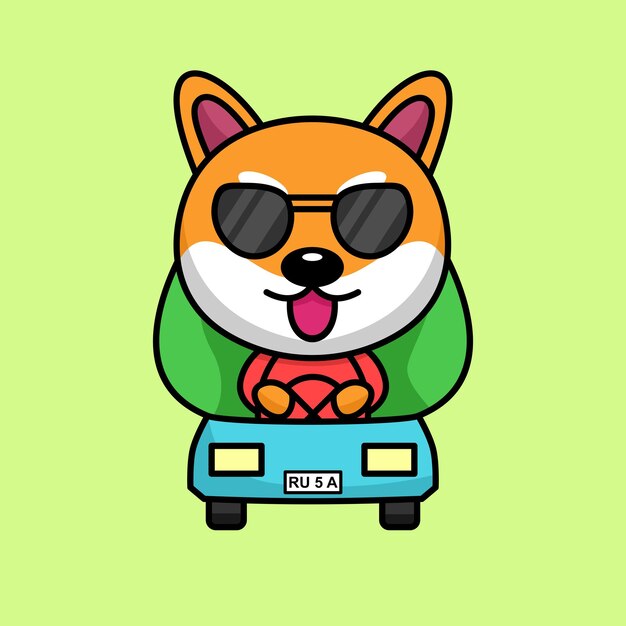 Vector illustration of cute shiba dog animal premium