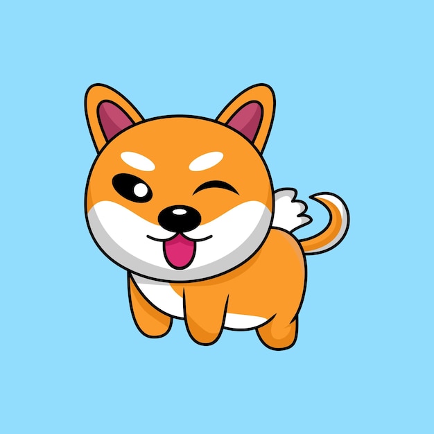 Vector vector illustration of cute shiba dog animal premium