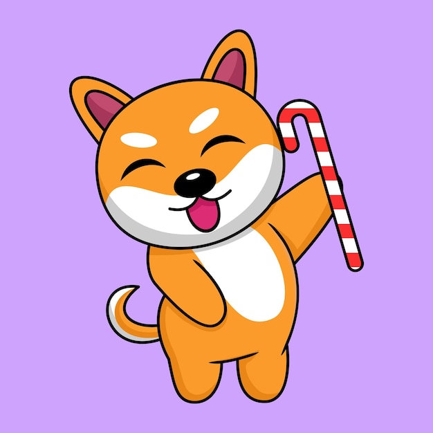 Vector illustration of cute shiba dog animal premium