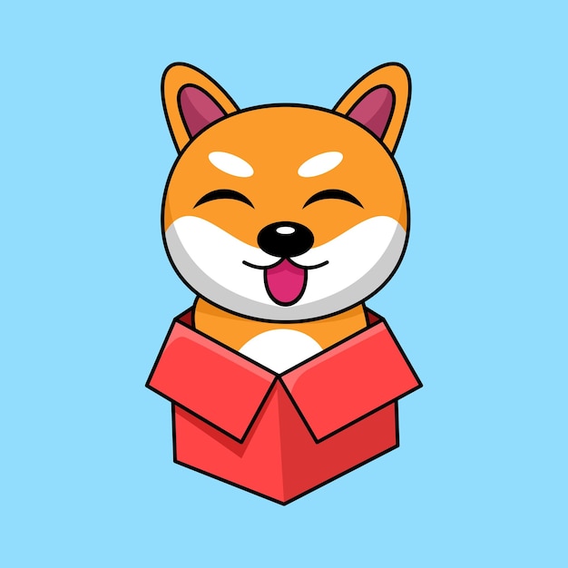 Vector illustration of cute shiba dog animal premium