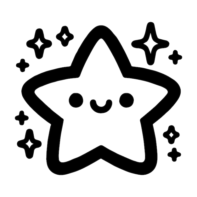 Иллюстрация милой улыбающейся звезды с меньшими звездами вокруг