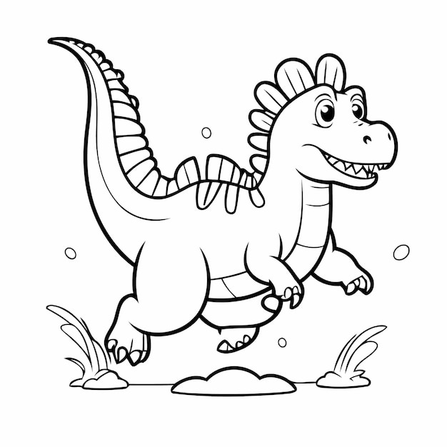 Vector illustration of a cute Spinosaurus drawing for toddlers coloring activity