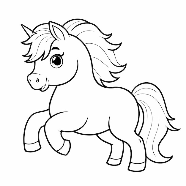 vector illustration of a cute stallion drawing for kids colouring page