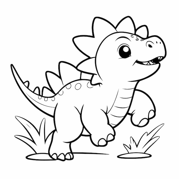 Vector vector illustration of a cute stegosaurus drawing colouring activity