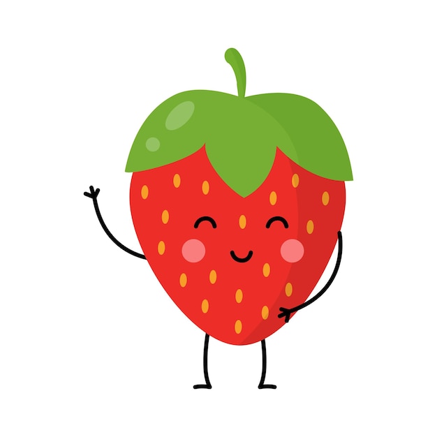 Vector illustration of cute strawberry isolated on white background.