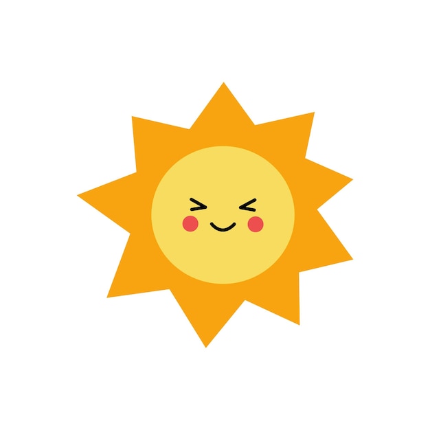 Vector illustration of cute sun on white background