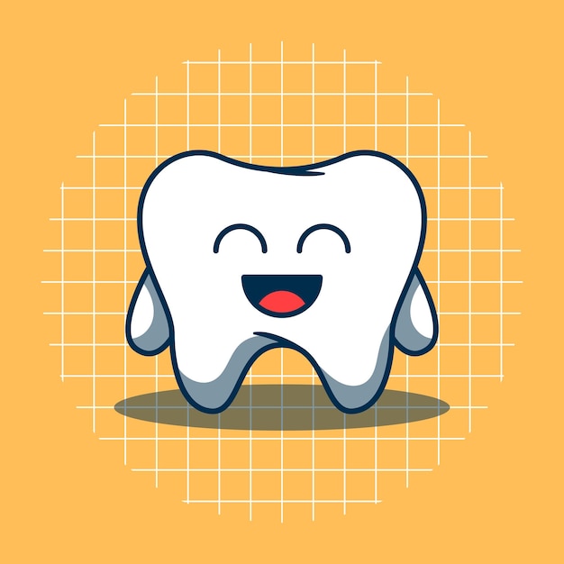 Vector vector illustration of cute teeth character in flat cartoon style