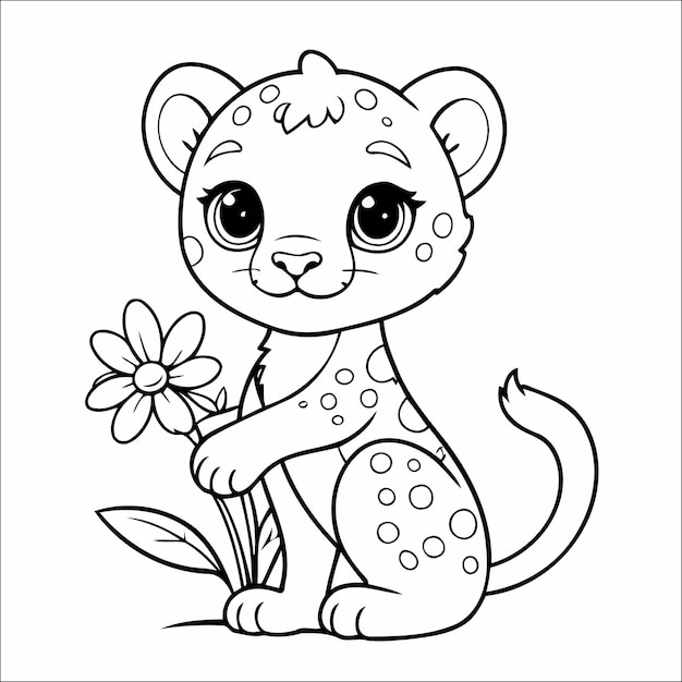 Vector illustration of cute Tiger coloring page for kids