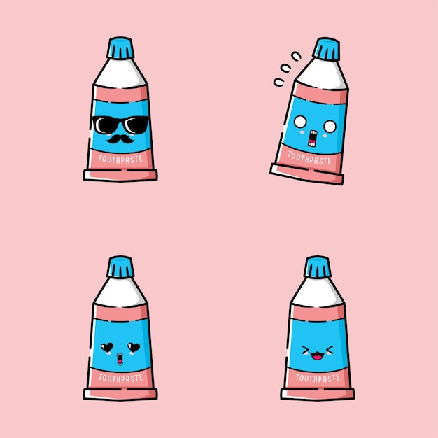 vector illustration of cute toothpaste emoji