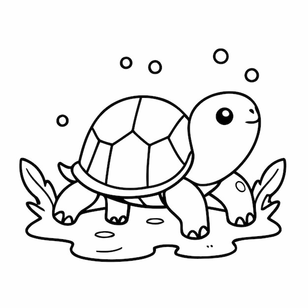 Vector illustration of a cute Turtle doodle for children worksheet