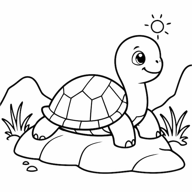 Векторная иллюстрация милой черепахи, нарисованная рукой для малышей