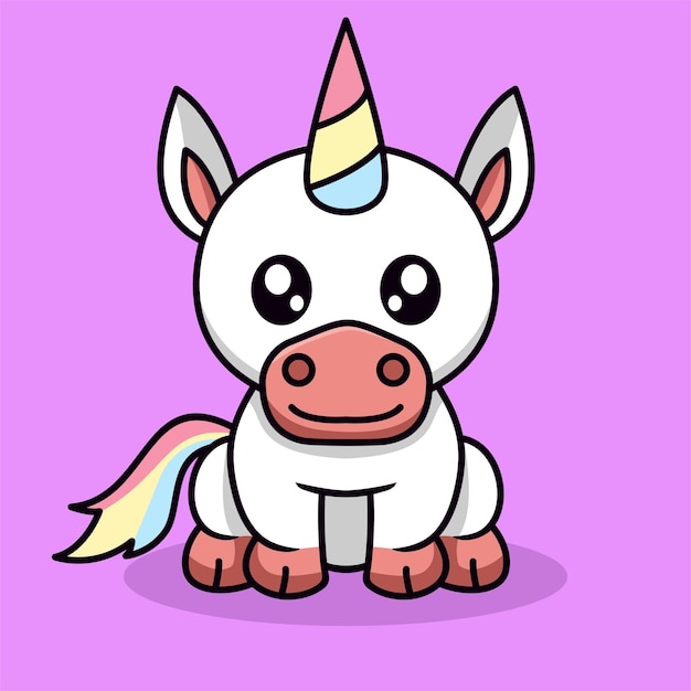 Vector illustration of cute unicorn and chibi animal