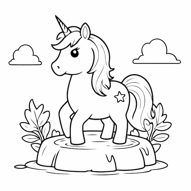 Vector illustration of a cute Unicorn for children colouring activity