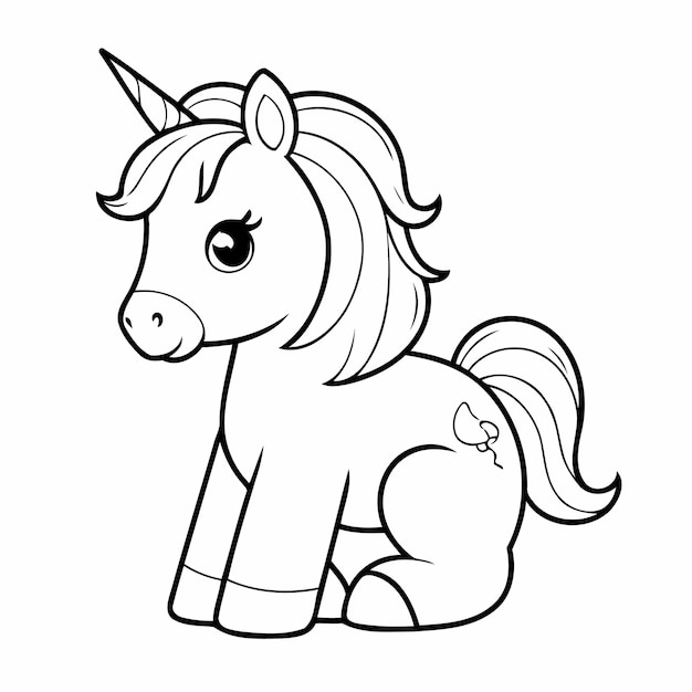 Vector illustration of a cute Unicorn drawing colouring activity