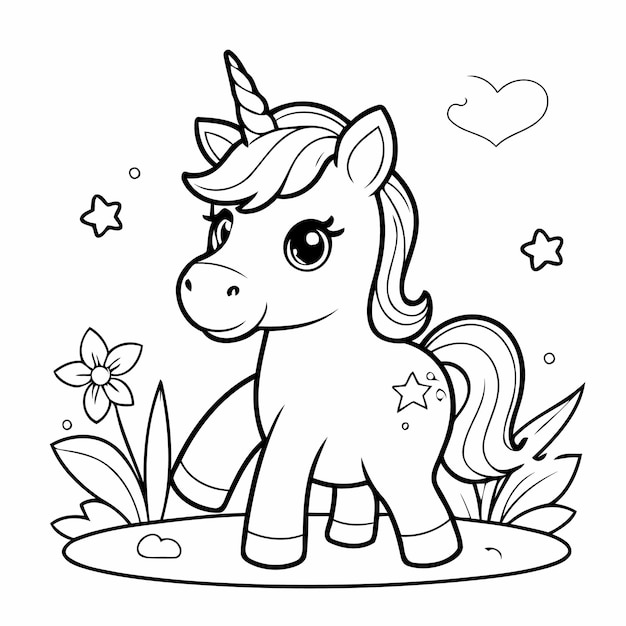 Vector illustration of a cute Unicorn hand drawn for toddlers