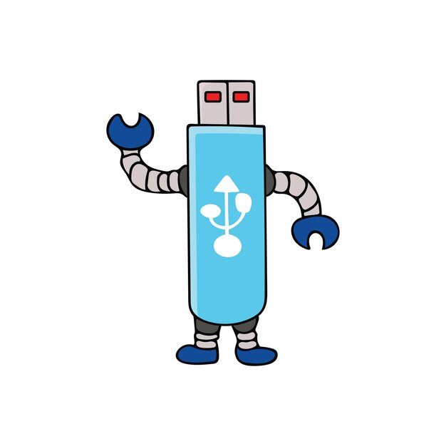 Vector illustration cute usb robot terminator