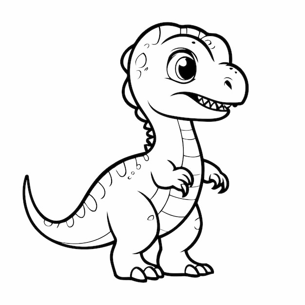 Vector illustration of a cute Velociraptor for kids coloring page