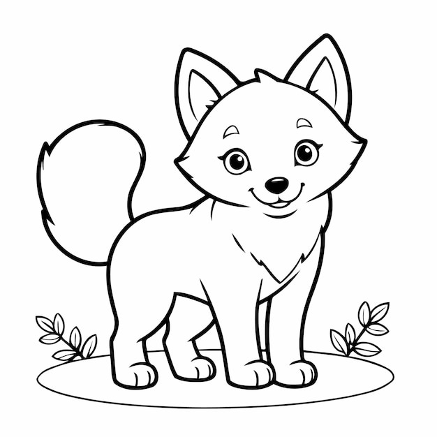 Illustrazione vettoriale di un carino wolf doodle per bambini foglio di lavoro
