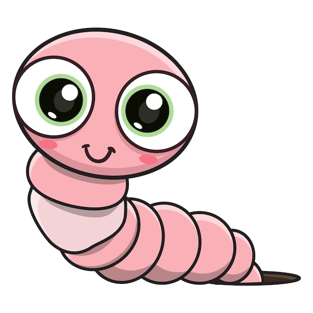 Vector vector illustration of cute worm cartoon