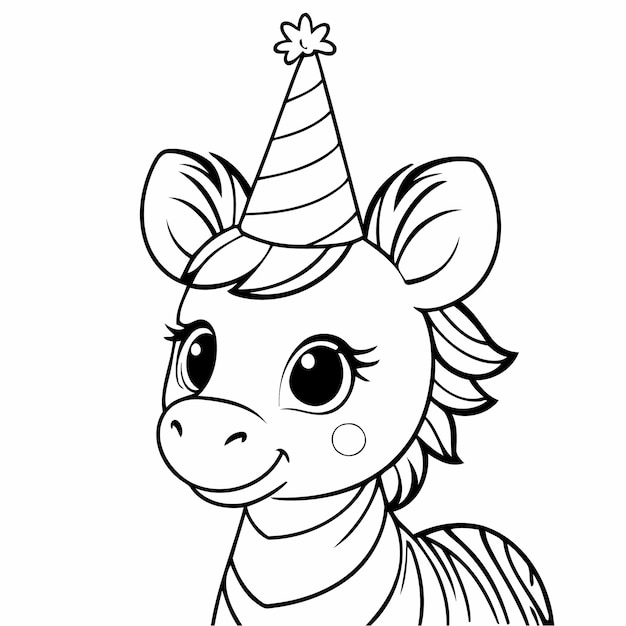 Vector illustration of a cute Zebra drawing colouring activity