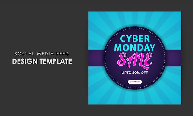 Vector vector illustration of cyber monday sale social media feed template